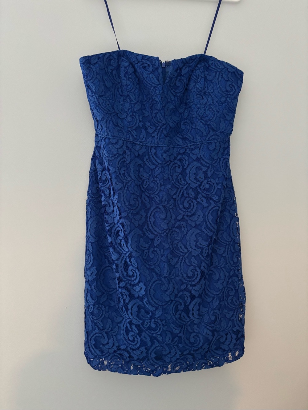 NWOT Women’s J Crew Strapless Blue Lace Sheath Dress